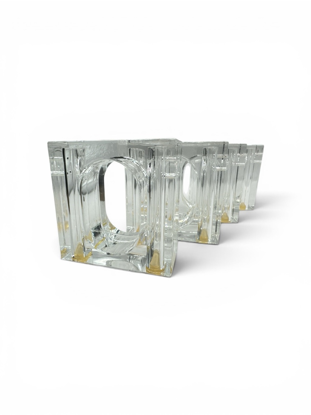 Vintage 1970s Mid Century Modern Lucite Napkin Rings by Lillian Vernon set Four
